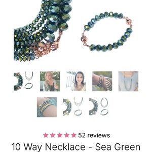 Elegant Sea Green 10 way convertible necklace set.